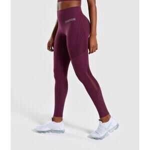 Gymshark Geomesh Leggings Magenta Dark Ruby Pocket High Rise Purple S